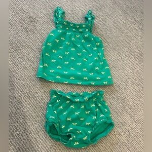 Girls Green Butterfly Tank Top and Bloomers Set